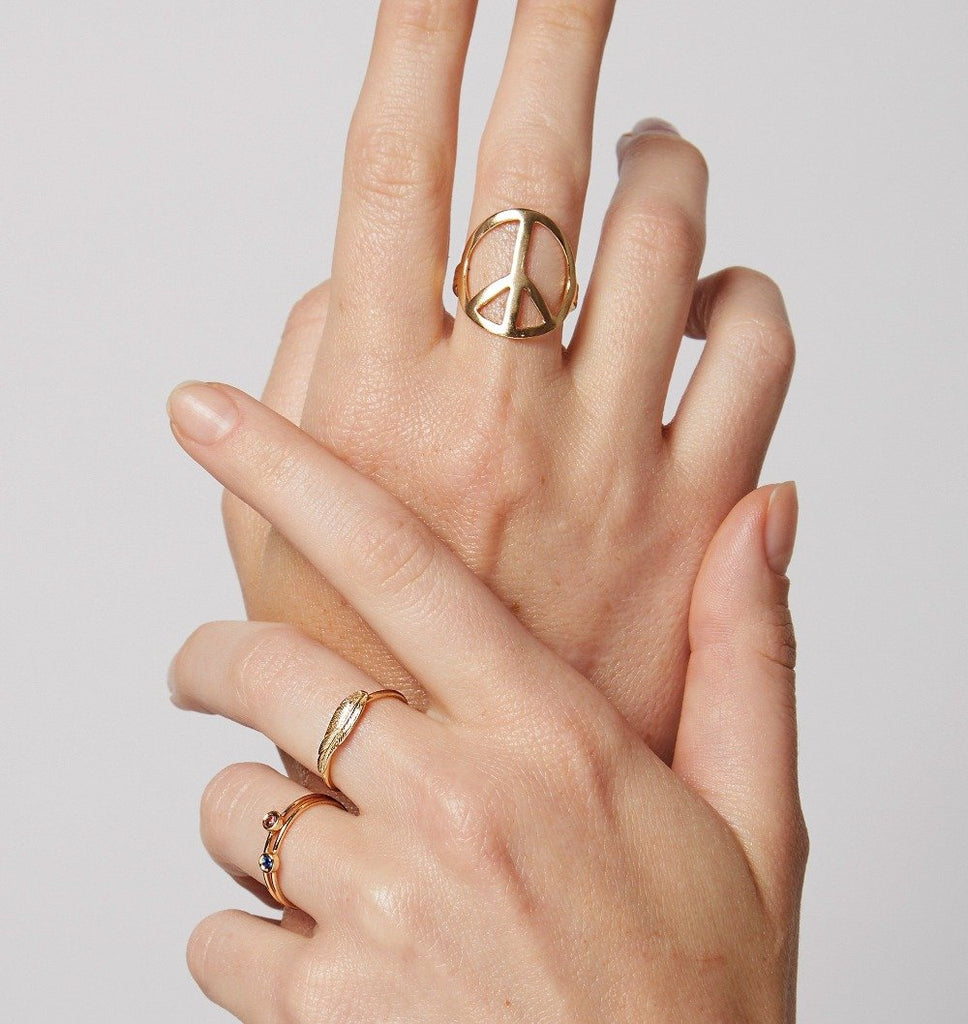 Large Peace Sign Ring Jewelry Helen Ficalora 14k Yellow Gold