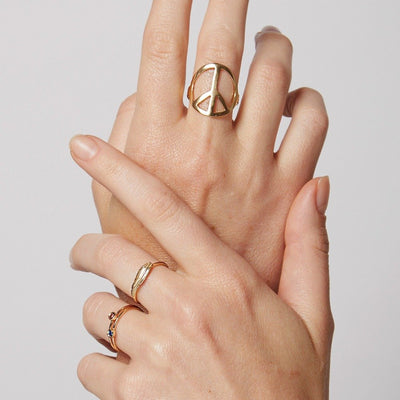 Large Peace Sign Ring Jewelry Helen Ficalora 14k Yellow Gold