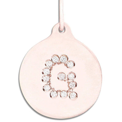 "G" Alphabet Charm Pavé Diamonds Jewelry Helen Ficalora 14k Pink Gold  For Necklaces And Bracelets