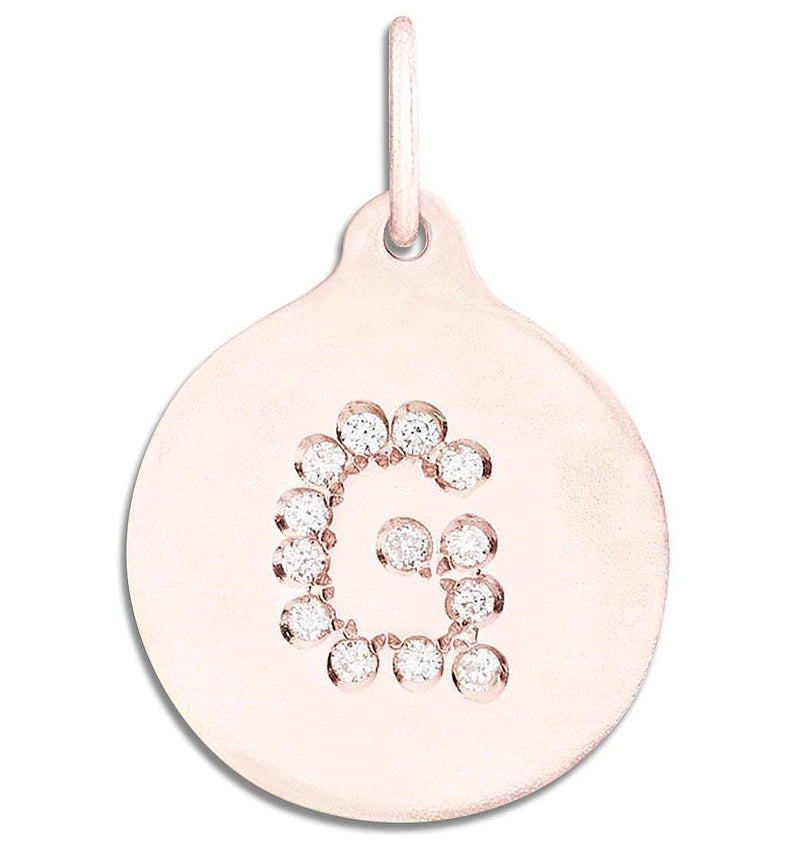 "G" Alphabet Charm Pavé Diamonds Jewelry Helen Ficalora 14k Pink Gold  For Necklaces And Bracelets