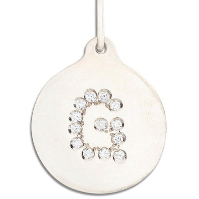 "G" Alphabet Charm Pavé Diamonds Jewelry Helen Ficalora 14k White Gold  For Necklaces And Bracelets