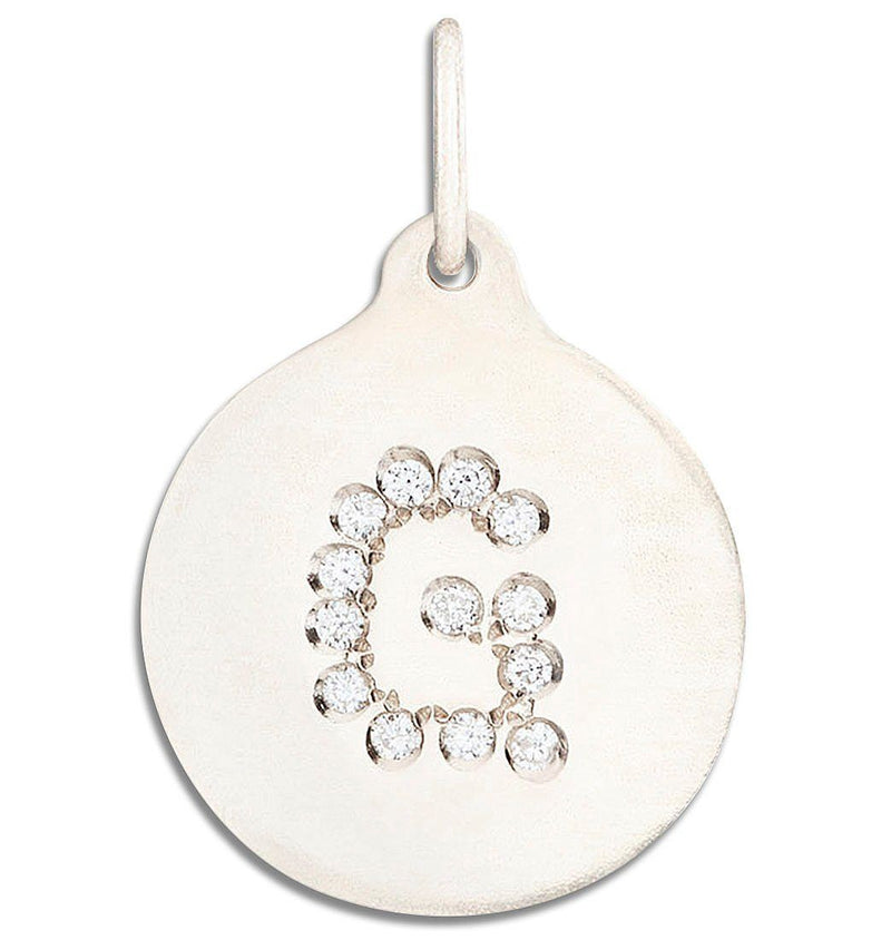 "G" Alphabet Charm Pavé Diamonds Jewelry Helen Ficalora 14k White Gold  For Necklaces And Bracelets