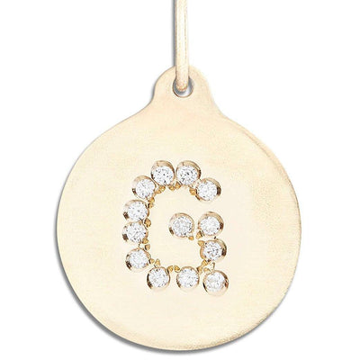 "G" Alphabet Charm Pavé Diamonds Jewelry Helen Ficalora 14k Yellow Gold  For Necklaces And Bracelets