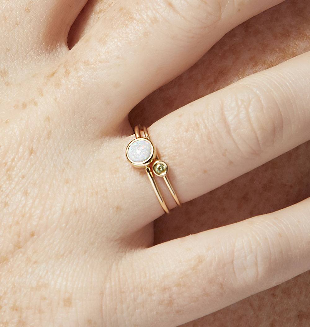 Gemstone Stacking Ring With Opal - Main Image
