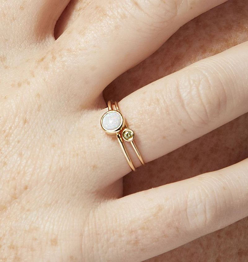 Helen Ficalora Dainty Opal Stackable Ring in Gold