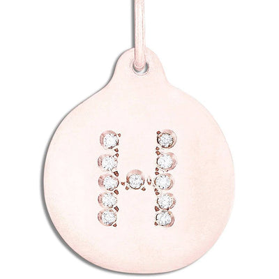 "H" Alphabet Charm Pavé Diamonds Jewelry Helen Ficalora 14k Pink Gold  For Necklaces And Bracelets
