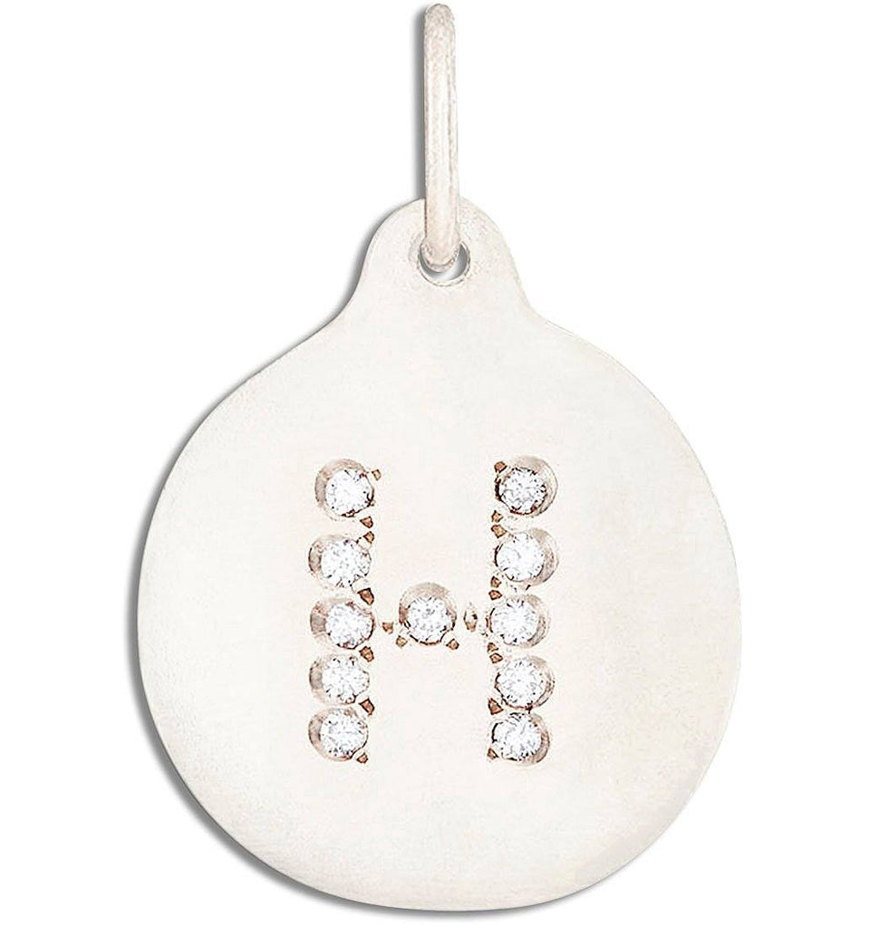 "H" Alphabet Charm Pavé Diamonds Jewelry Helen Ficalora 14k White Gold  For Necklaces And Bracelets