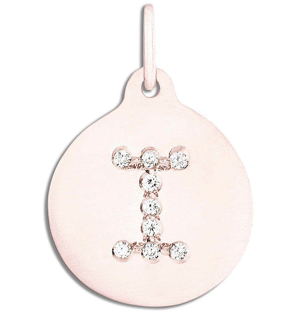 "I" Alphabet Charm Pavé Diamonds Jewelry Helen Ficalora 14k Pink Gold For Necklaces And Bracelets