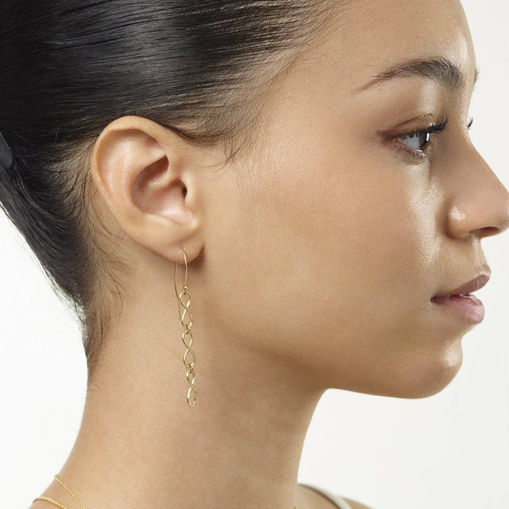 Small Infinity Dangle Earrings Jewelry Helen Ficalora 14k Yellow Gold