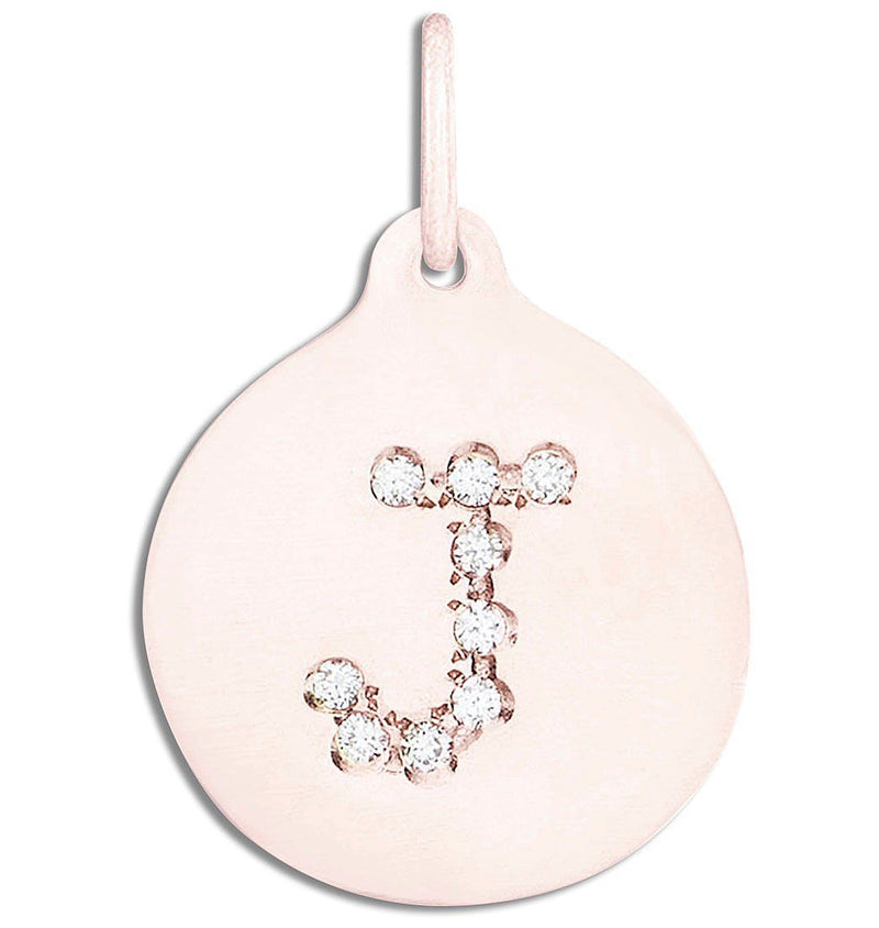 "J" Alphabet Charm Pavé Diamonds Jewelry Helen Ficalora 14k Pink Gold For Necklaces And Bracelets