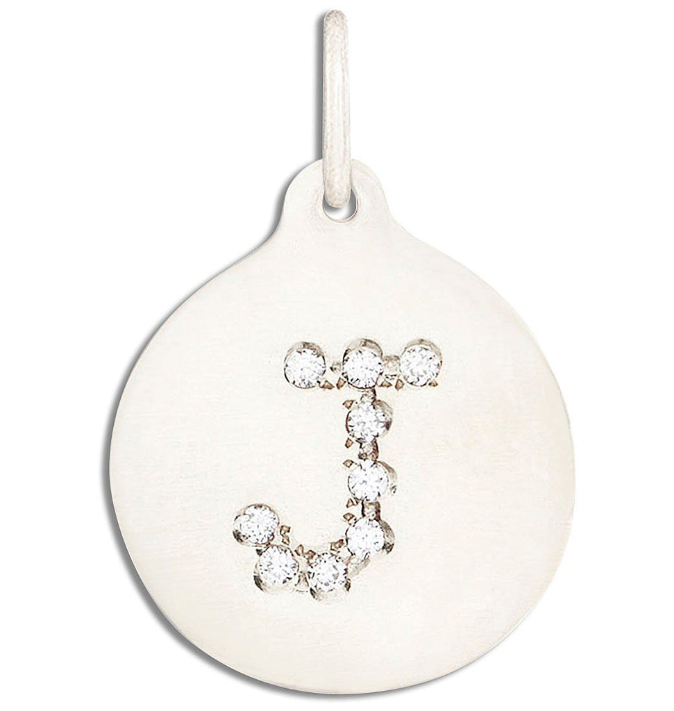 "J" Alphabet Charm Pavé Diamonds Jewelry Helen Ficalora 14k White Gold For Necklaces And Bracelets