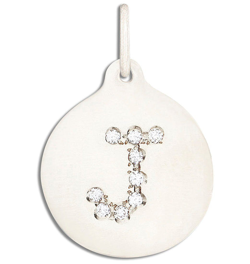 "J" Alphabet Charm Pavé Diamonds Jewelry Helen Ficalora 14k White Gold For Necklaces And Bracelets