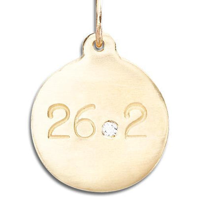 "26.2" Marathon Disk Charm With Diamond Jewelry Helen Ficalora 14k Yellow Gold For Necklaces And Bracelets