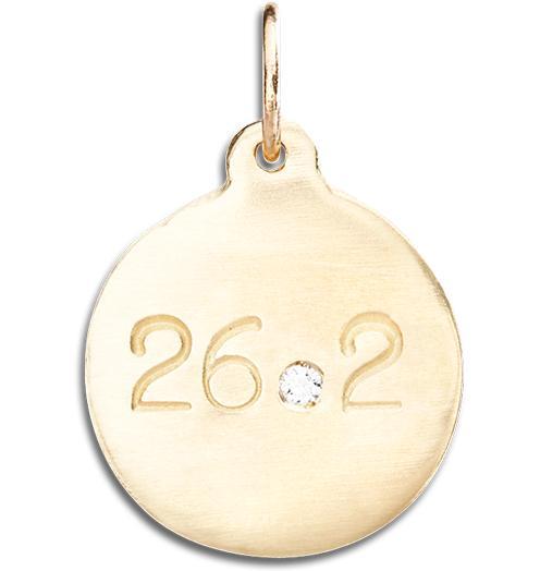 "26.2" Marathon Disk Charm With Diamond Jewelry Helen Ficalora 14k Yellow Gold For Necklaces And Bracelets