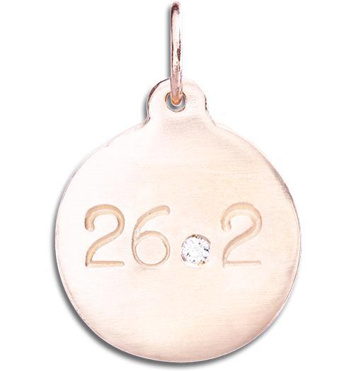 "26.2" Marathon Disk Charm With Diamond Jewelry Helen Ficalora 14k Pink Gold For Necklaces And Bracelets