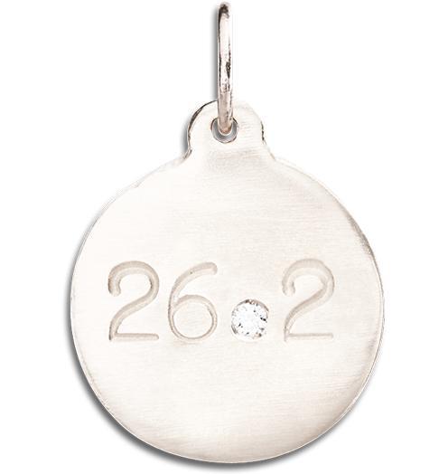 "26.2" Marathon Disk Charm With Diamond Jewelry Helen Ficalora 14k White Gold For Necklaces And Bracelets
