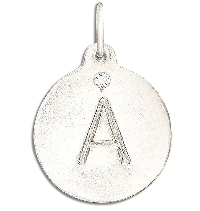 "A" Alphabet Charm 14k White Gold With Diamond Jewelry For Necklaces And Bracelets From Helen Ficalora Every Letter And Initial Available