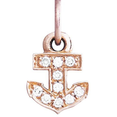 Anchor Mini Charm Pave Diamonds Jewelry Helen Ficalora 14k Pink Gold For Necklaces And Bracelets