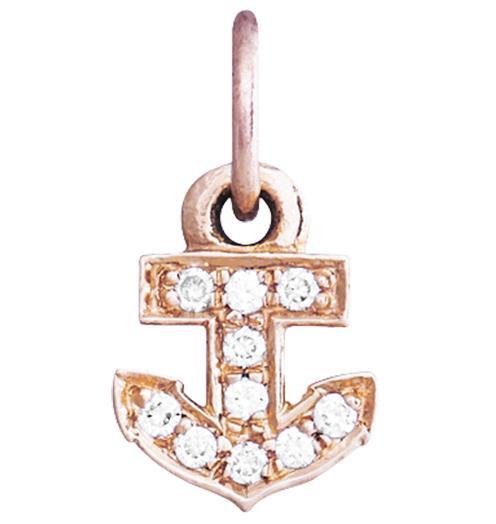 Anchor Mini Charm Pave Diamonds Jewelry Helen Ficalora 14k Pink Gold For Necklaces And Bracelets