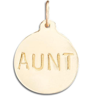 "Aunt" Disk Charm Jewelry Helen Ficalora 14k Yellow Gold