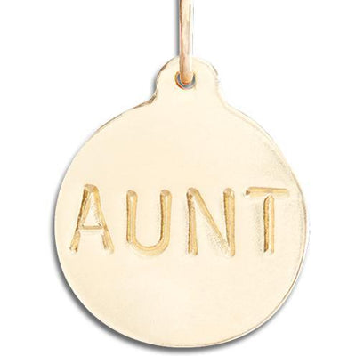 "Aunt" Disk Charm Jewelry Helen Ficalora 14k Yellow Gold