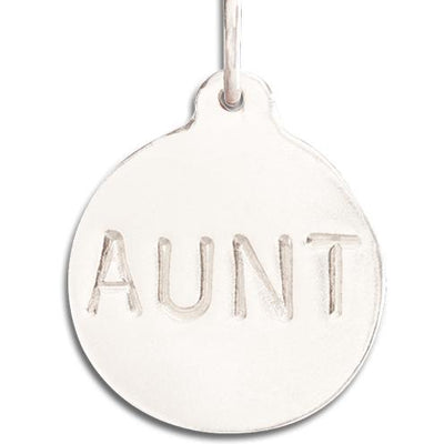 "Aunt" Disk Charm Jewelry Helen Ficalora 14k White Gold