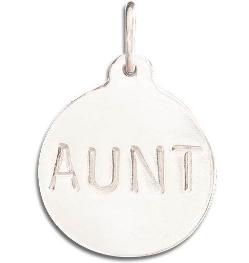 "Aunt" Disk Charm Jewelry Helen Ficalora 14k White Gold