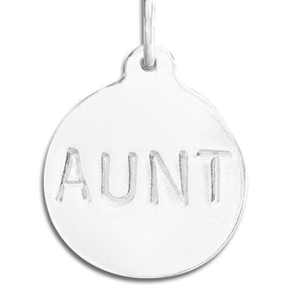 "Aunt" Disk Charm Jewelry Helen Ficalora Sterling Silver 