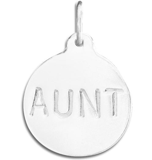 "Aunt" Disk Charm Jewelry Helen Ficalora Sterling Silver 