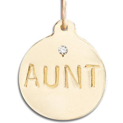 "Aunt" Disk Charm With Diamond Jewelry Helen Ficalora 14k Yellow Gold For Necklaces And Bracelets