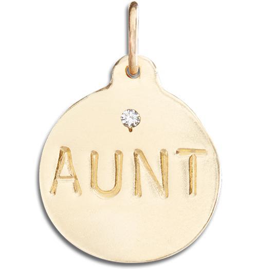 "Aunt" Disk Charm With Diamond Jewelry Helen Ficalora 14k Yellow Gold For Necklaces And Bracelets