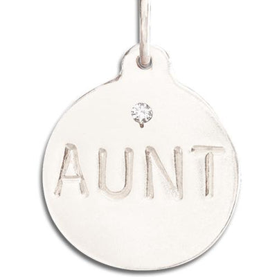 "Aunt" Disk Charm With Diamond Jewelry Helen Ficalora 14k White Gold For Necklaces And Bracelets