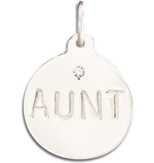 "Aunt" Disk Charm With Diamond Jewelry Helen Ficalora 14k White Gold For Necklaces And Bracelets