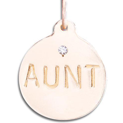 "Aunt" Disk Charm With Diamond Jewelry Helen Ficalora 14k Pink Gold For Necklaces And Bracelets