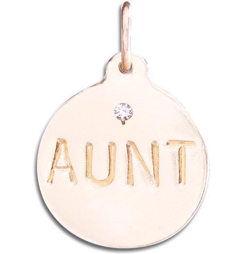 "Aunt" Disk Charm With Diamond Jewelry Helen Ficalora 14k Pink Gold For Necklaces And Bracelets