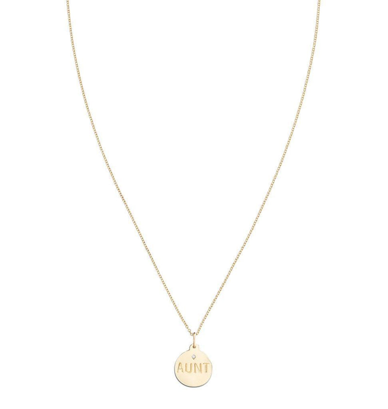 "Aunt" Disk Charm With Diamond Jewelry Helen Ficalora For Necklaces And Bracelets