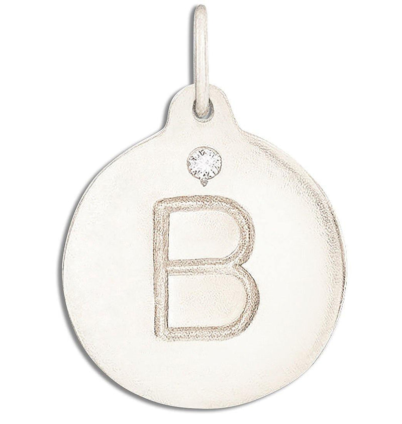 "B" Alphabet Charm 14k White Gold With Diamond Jewelry For Necklaces And Bracelets From Helen Ficalora Every Letter And Initial Available