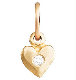 Baby Puffy Heart Charm with Diamond Jewelry Helen Ficalora 14k Yellow Gold