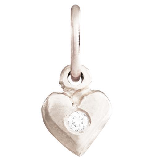 Baby Puffy Heart Charm with Diamond Jewelry Helen Ficalora 14k White Gold