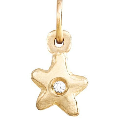 Helen Ficalora Tiny Gold Star Charm With Diamond