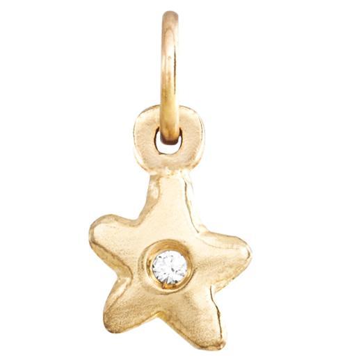 Helen Ficalora Tiny Gold Star Charm With Diamond