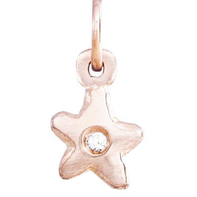 Helen Ficalora Tiny Gold Star Charm With Diamond