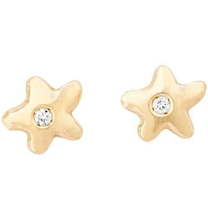 Baby Star Stud Earrings With Diamond Jewelry Helen Ficalora 14k Yellow Gold