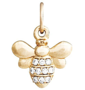Bee Mini Charm Pavé Diamonds Jewelry Helen Ficalora 14k Yellow Gold For Necklaces And Bracelets
