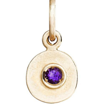 Helen Ficalora 14k Gold February Birthstone Amethyst Mini Disk Charm 