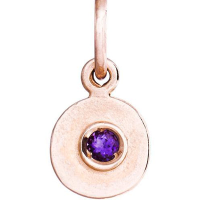 Birth Jewel Mini Disk Charm With Amethyst Jewelry Helen Ficalora 14k Pink Gold For Necklaces And Bracelets