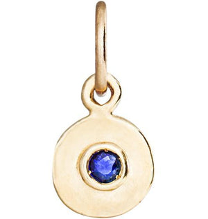 14K Gold Blue Sapphire Pendant - September Birthstone - Helen Ficalora