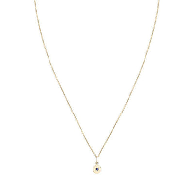 14K Gold Blue Sapphire Pendant - September Birthstone - Helen Ficalora