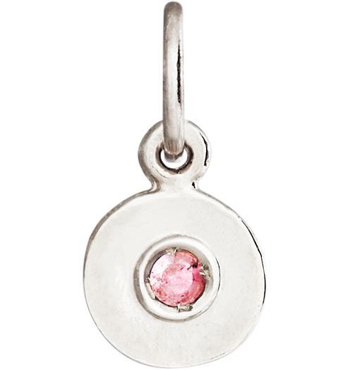 Birth Jewel Mini Disk Charm With Pink Tourmaline Jewelry Helen Ficalora 14k White Gold For Necklaces And Bracelets