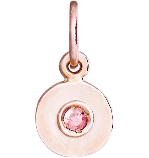 Birth Jewel Mini Disk Charm With Pink Tourmaline Jewelry Helen Ficalora 14k Pink Gold For Necklaces And Bracelets
